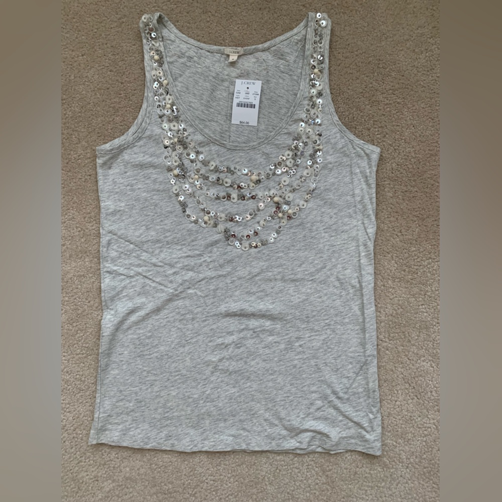 NWT J.Crew gray with sequin tank top - Small